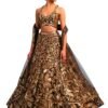 Zeel Clothing Women Net Semi stitched Sequins Embroidered Soft Lehenga Choli With Dupatta (5106-Brown-Latest; Free Size)