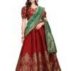 PURVAJA Women's Jacquard Semi-Stitched Lehenga choli (Arambh-Maroon_Maroon_Free Size)