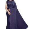 MIRCHI FASHION Chiffon Georgette Bandhani Block Printed Sarees for Women with Blouse Piece (43094-Dark Blue, Crimson)