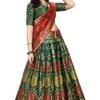 PURVAJA Women's Jacquard Semi-Stitched Lehenga choli (Kalash-D-Green_Green_Free Size)