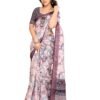 Sidhidata Women's Cotton Linen Blend Lining Digital Printed Saree With Unstitched Blouse Piece (LL Ring Wine_Wine_Free Size)