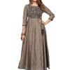 Vbuyz Women's Cotton Blend Embroidered Anarkali Stitched Kurta (VF-KU-1682-38_Brown_M)