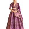 PURVAJA Women's Kanjiwaram Semi-Stitched Lehenga choli (Nadira-Purple_Free Size)