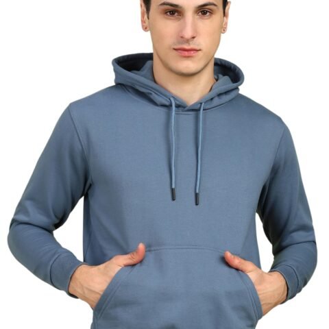 Alan Jones Clothing Men’s Solid Hooded Sweatshirt | Drawstring Hood, Kangaroo Pocket, Ribbed Hem | Regular Fit | Sizes S–5XL | Multiple Colors (Persian Blue_XL)