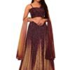 PURVAJA Women Polyester Blend Semi-Stitched Lehenga Choli (Liya-Wine Free Size)