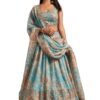 Zeel Clothing Women's Organza Floral White Semi-Stitched Lehenga Choli (7619-SkyBlue-Wedding-Floral-Lehenga-New, Sky Blue)