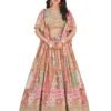 AG Clothing Women's Digital Print With Zari Dori Embroidery Work Chinnon Silk Lehenga Choli With Dupatta (ZC-Queen-7050-Beige-Women-Lehenga-Choli-New; Free size)
