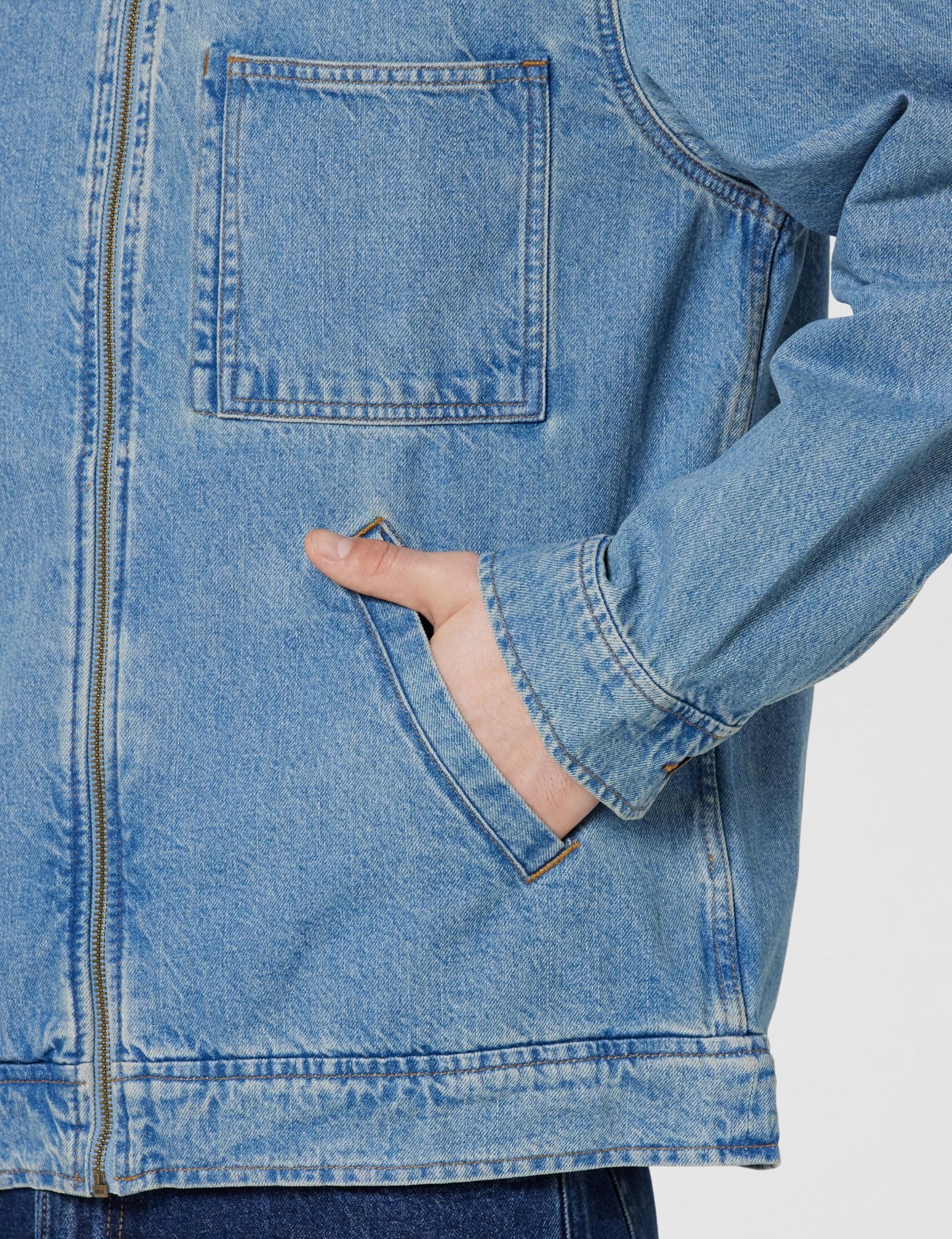 GAP Men washed full sleeve relaxed fit jacket,Medium Blue,M - Image 3